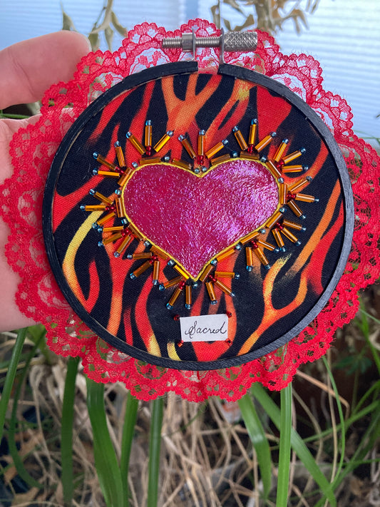 Sacred Heart Flaming Embroidery